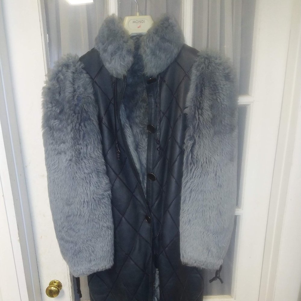 Christian Dior Full Length Leather and Fur Coat Vintage